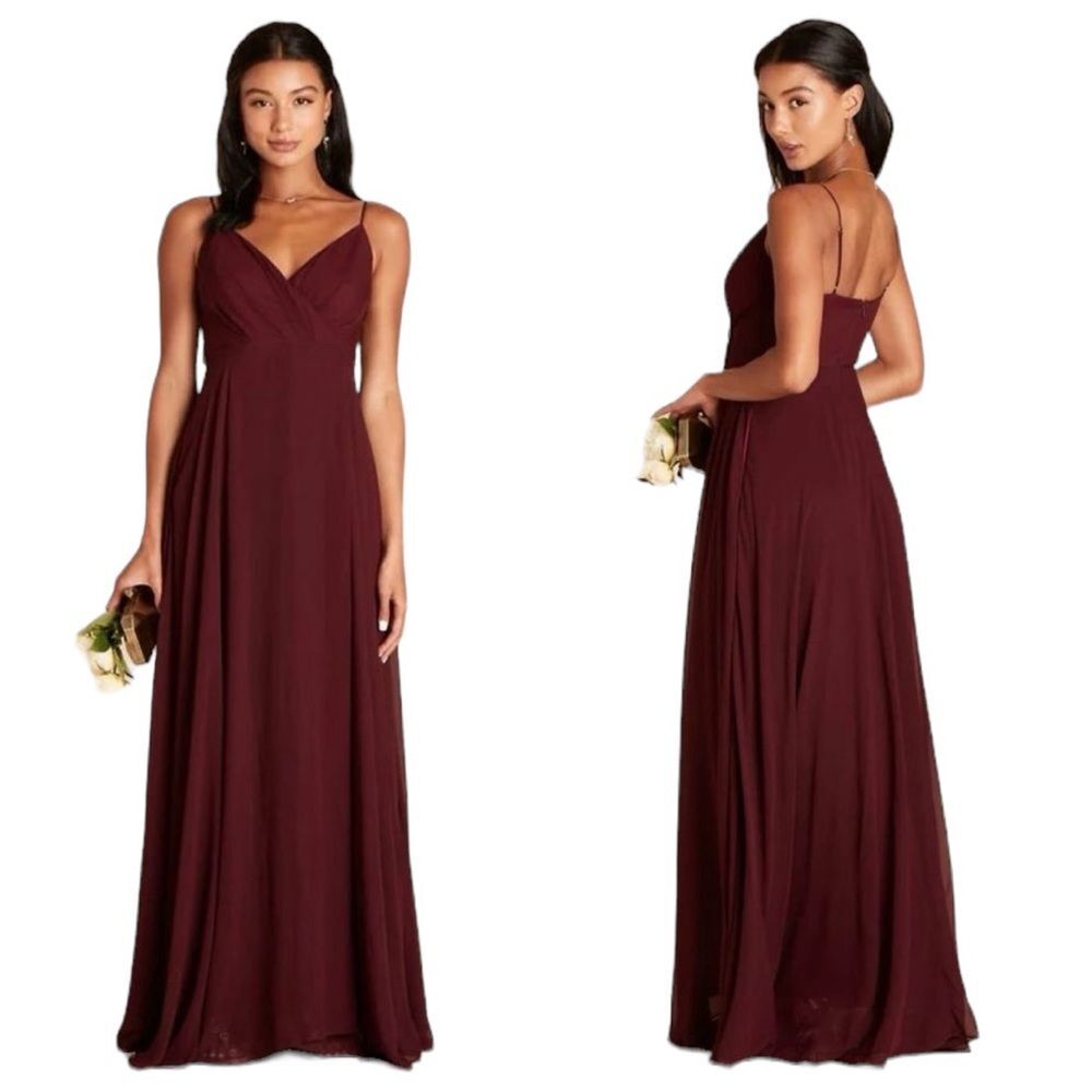 NEW Birdy Grey Kaia Chiffon Bridesmaid Dress with pockets in Cabernet Medium